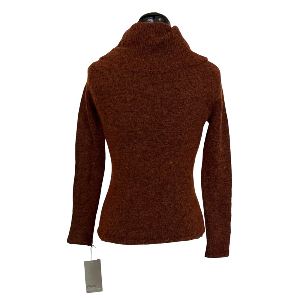 Jillian Jones Petite Rust Brown Kid Mohair Wool Cowl Neck Sweater Fall PS NWT - Picture 3 of 13
